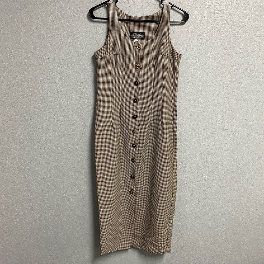 All that Jazz Brown Houndstooth Midi Dress